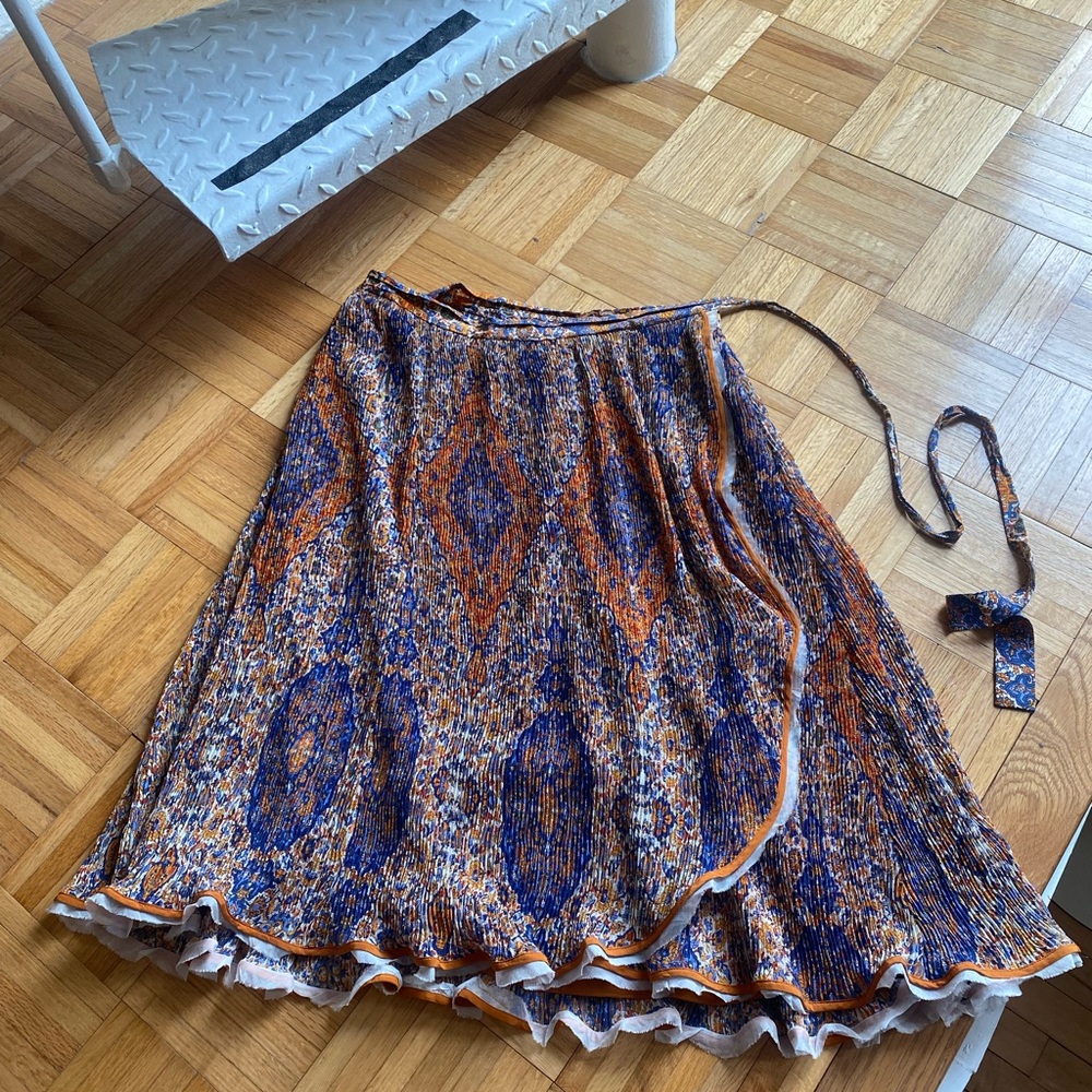 Tory Burch Quincy Bohemian Print Women's Skirt - Orange and Blue